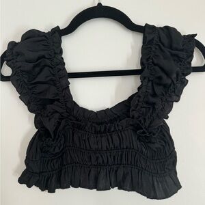 Ruffle black free people crop top